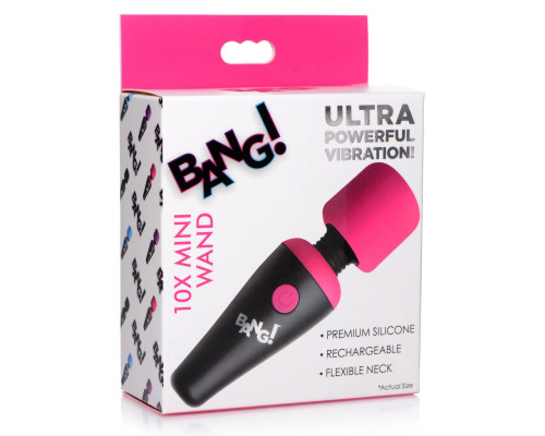 Заказать Розово-черный мини-вибромассажер 10X Vibrating Mini Silicone Wand