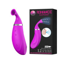 Лиловый клиторальный стимулятор Romance Elephant с функцией всасывания