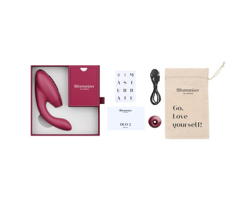Заказать Бордовый бесконтактный клиторальный стимулятор Womanizer Duo 2