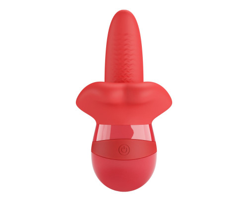 Красный вибратор с подвижным язычком Obelia