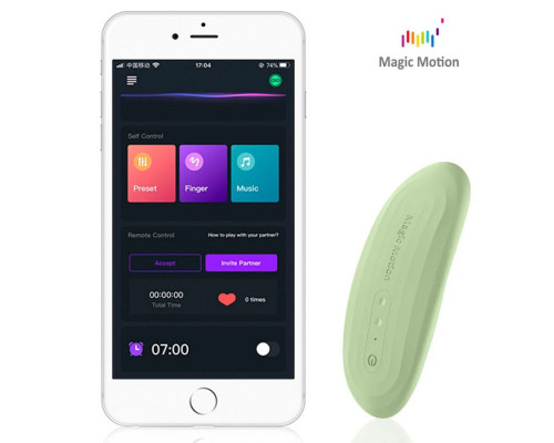 Зеленый вибромассажер в трусики Magic Motion Nyx - 8,8 см.