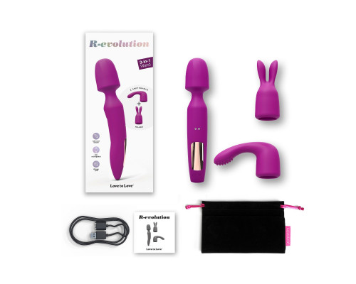 Заказать Лиловый вибратор с 2 сменными насадками R-Evolution Wand Vibrator with 2 Attachments