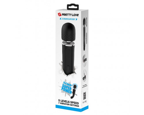 Заказать Черный мощный жезловый вибратор с изогнутой ручкой Charming Massager - 24 см.
