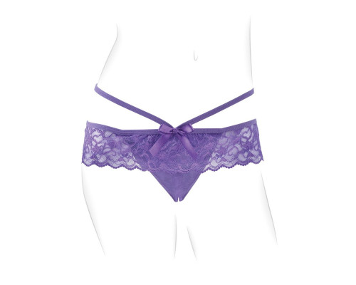 Заказать Фиолетовые трусики с вибропулей и пультом Crotchless Panty Thrill-Her