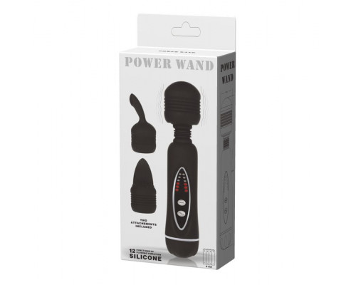 Заказать Черный вибромассажер со сменными насадками Power Wand - 20,5 см. Заказать Черный вибромассажер со сменными насадками Power Wand - 20,5 см.