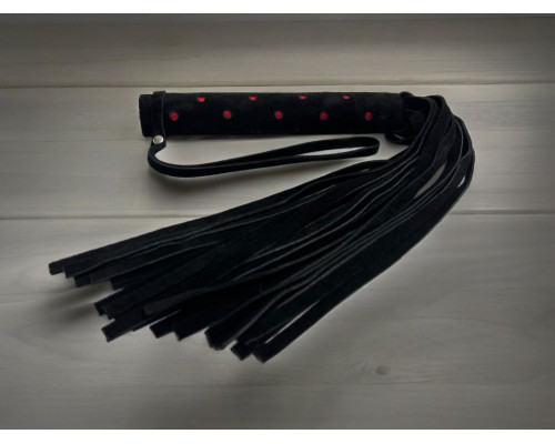Заказать Черная замшевая плеть с красными точками на рукояти Red dot Princess - 43 см.