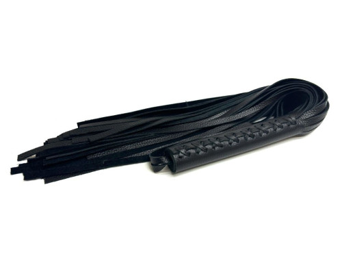 Заказать Черная многохвостовая плеть из мягкой кожи - 57 см.