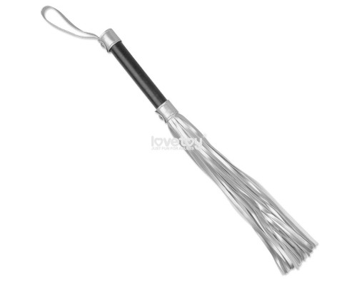 Заказать Серебристая плетка Struggle My Flogger с черной ручкой - 45 см.
