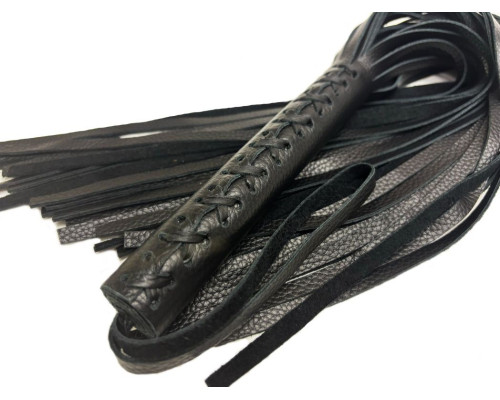 Заказать Черная многохвостовая плеть из мягкой кожи - 57 см.