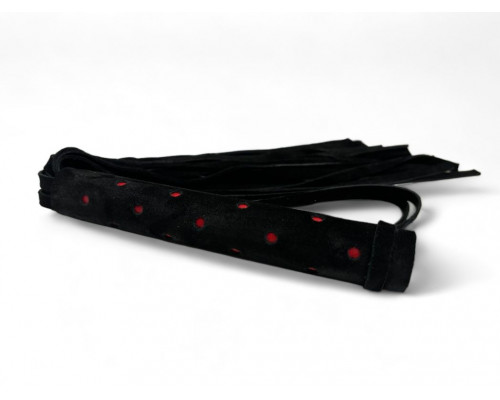 Заказать Черная замшевая плеть с красными точками на рукояти Red dot Princess - 43 см.
