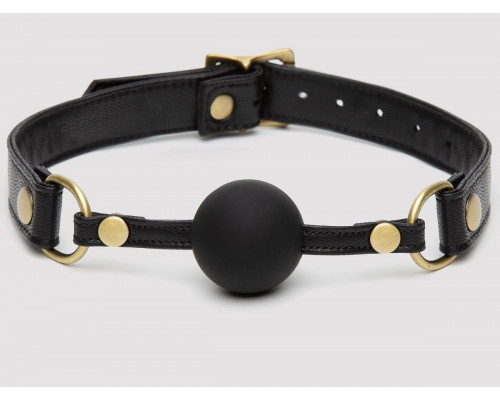Черный кляп-шар Bound to You Faux Leather Ball Gag