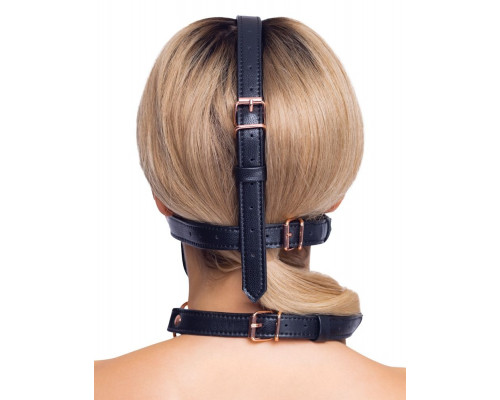 Заказать Черный намордник с кляпом-шаром Head Harness With A Gag