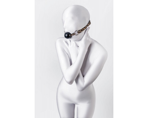 Черный кляп-шар на леопардовых ремешках Anonymo