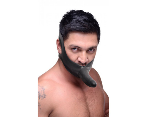 Заказать Черный кляп-страпон Masters Mini Face Fuck Strap-On - 14 см.