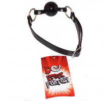 Силиконовый черный кляп-шарик на ремне Black Ballgag