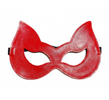 Двусторонняя красно-черная маска с ушками из эко-кожи