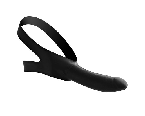Заказать Черный кляп-страпон Masters Mini Face Fuck Strap-On - 14 см.