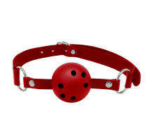 Красный кляп-шар Discretion на регулируемых ремешках