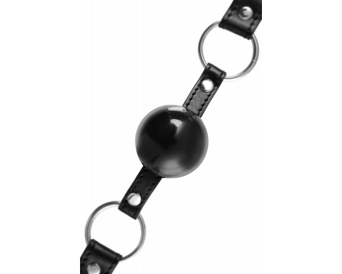 Заказать Черный кляп-шар на кожаных ремешках Anonymo