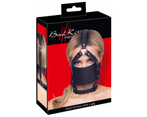 Заказать Черный намордник с кляпом-шаром Head Harness With A Gag