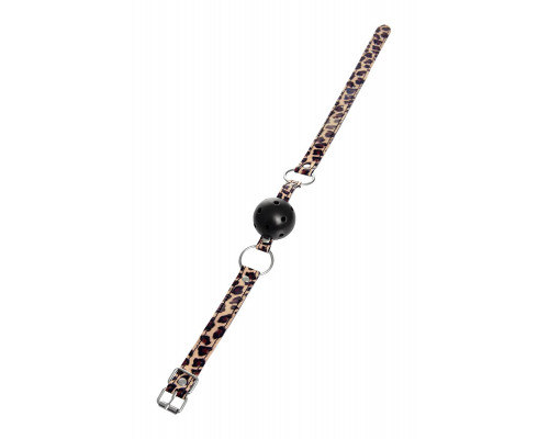 Черный кляп-шар на леопардовых ремешках Anonymo