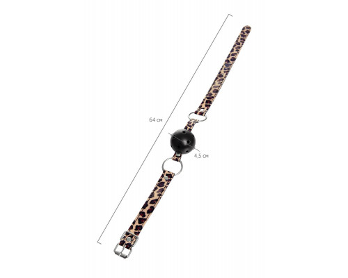 Черный кляп-шар на леопардовых ремешках Anonymo