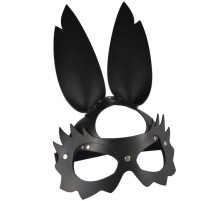 Черная кожаная маска  Зайка  с длинными ушками