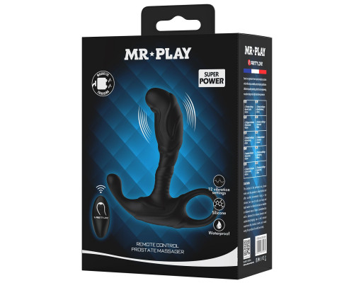 Черный изогнутый массажёр простаты с вибрацией и пультом ДУ