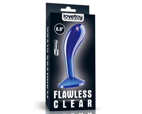 Заказать Синяя анальная втулка Flawless Clear Prostate Plug 6.0 - 15 см.