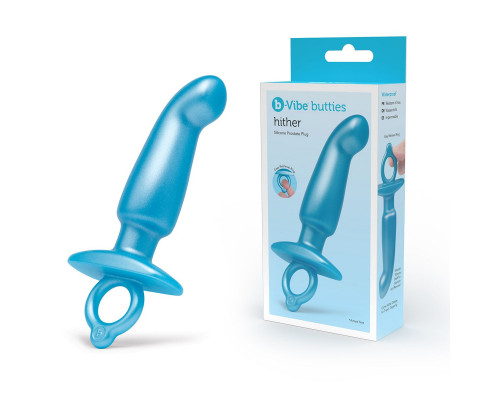 Заказать Голубая анальная пробка для массажа простаты Hither Silicone Prostate Plug - 14,3 см.