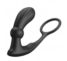 Черный вибростимулятор простаты Warren с эрекционным кольцом