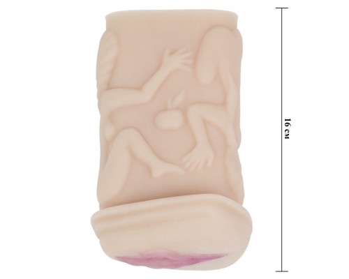 Телесный мастурбатор-вагина с фигурками на поверхности