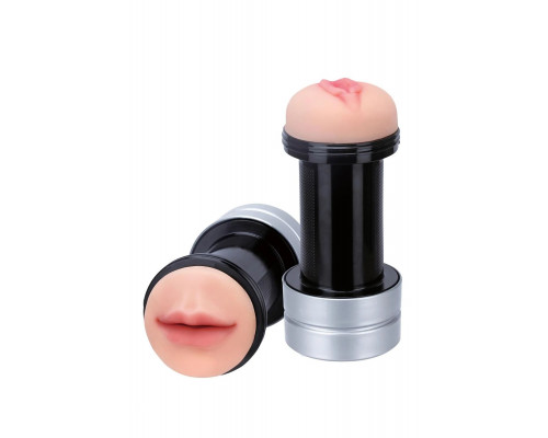 Заказать Двусторонний мастурбатор REALSTUFF 2 IN 1 HUMMER MOUTH   VAGINA - ротик и вагина