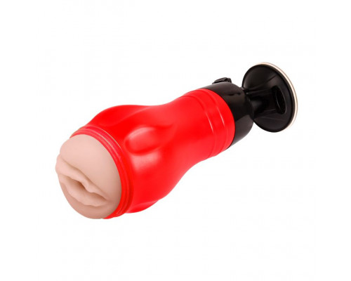Красный мастурбатор-вагина Flora с присоской в основании