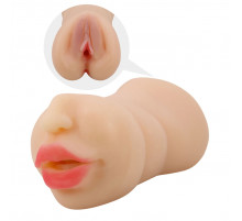 Телесный двусторонний мастурбатор Zoey - ротик и вагина