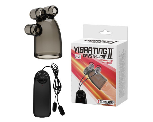 Заказать Дымчатая насадка-мастурбатор с вибрацией Vibrating Crystal Cap II