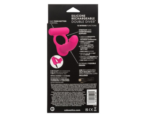 Заказать Розовая насадка для двойного проникновения Silicone Rechargeable Double Diver