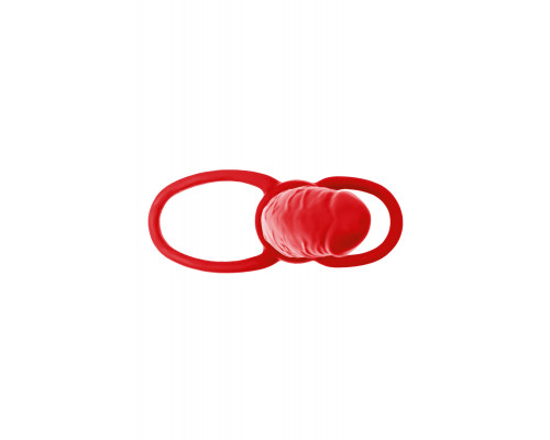 Красная насадка на пенис для двойного проникновения Black Red - 16,5 см.