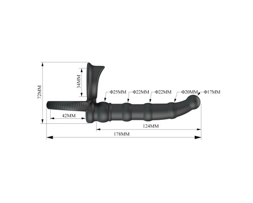 Черная насадка на член для двойного проникновения Tatum с вибрацией