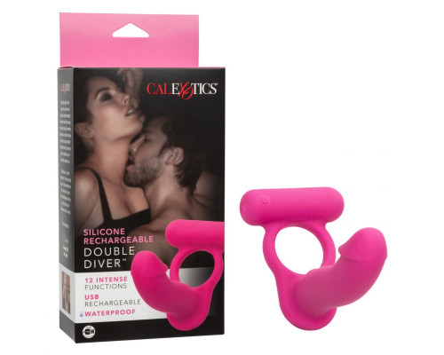Заказать Розовая насадка для двойного проникновения Silicone Rechargeable Double Diver