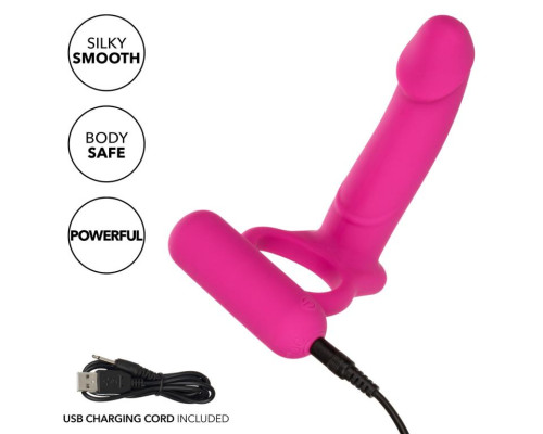 Заказать Розовая насадка для двойного проникновения Silicone Rechargeable Double Diver