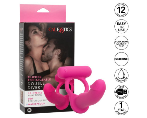 Заказать Розовая насадка для двойного проникновения Silicone Rechargeable Double Diver