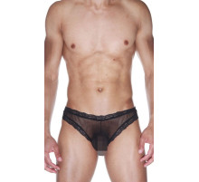 Мужские трусы-бразилиана с кружевной отделкой