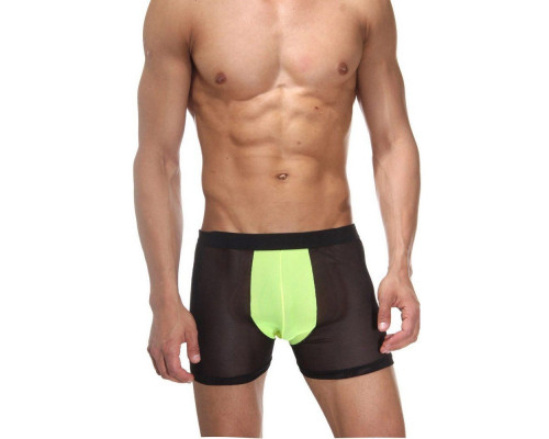 Заказать Мужские полупрозрачные трусы-боксеры с неоновой вставкой
