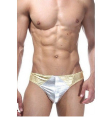Блестящие серебристо-золотистые трусики-тонги