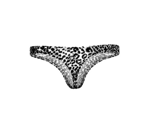 Заказать Мужские трусы-тонги с серым леопардовым принтом