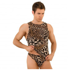 Мужская майка-борцовка с леопардовым принтом