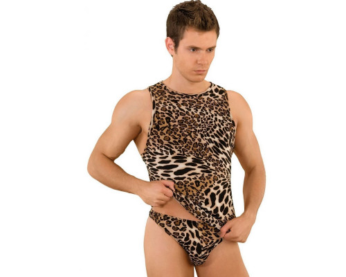 Заказать Мужская майка-борцовка с леопардовым принтом