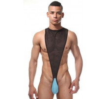 Мужское полупрозрачное боди с контрастной вставкой