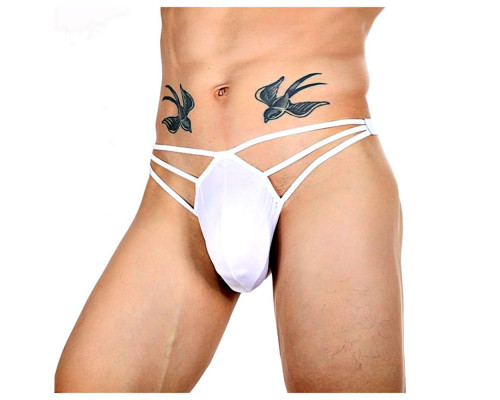 Заказать Белые сексуальные трусы-стринги на тонких бретелях